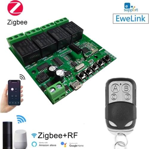 4Chanel Zigbee Smart WiFi Switch Module Wireless 4Relay Card EWelink APP Remote Control Smart Timer Smart Home Alexa Google Home