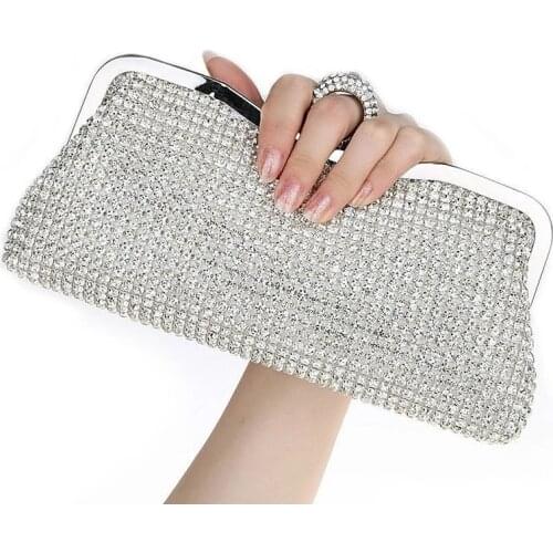 Womens Evening Bag Diamond Ring Clutch Bag Luxury Wedding Purse and Handbag Gold Silver Party Banquet Shoulder Bag ZD1695