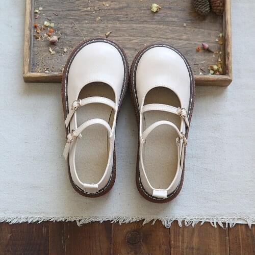 Retro Round Head Tmid Heel Anime Jk Uniform College Style Mary Jane Buckle Sweet Girls Vintage Cosplay Mori Girl Ladies Harajuku