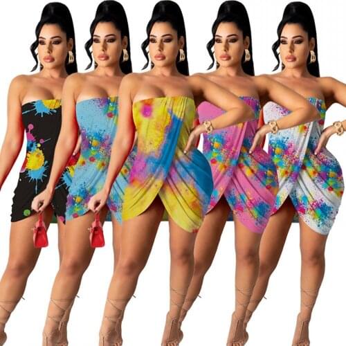 2021 Summer Europe And The United States New Womens Clothing Temperament Commuting Bosom Print High Waist Dress