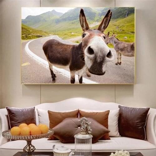 Animal Art Mule Donkey Landscape Canvas Painting Wall Art Posters Prints Wall Pictures for Living Room Home Wall Cuadros Decor