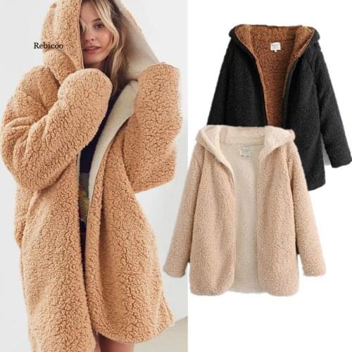 Winter Women Coat Warm Bomber Fleece Hooded Lamb Fur Women Jacket Double Sides Lambswool Coat Hooded Parka Outwear Coats New