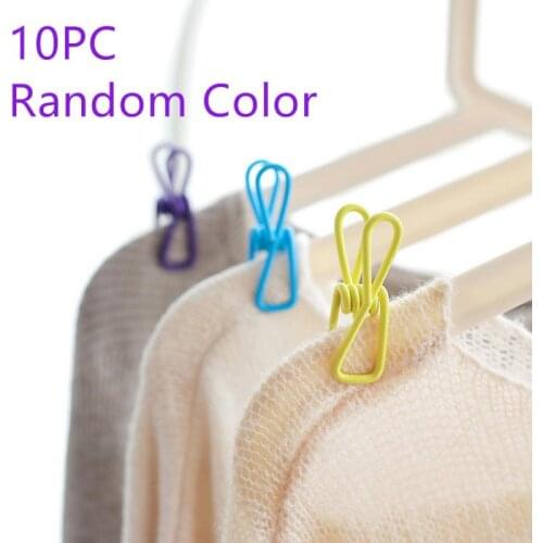 10pcs Stainless Steel Colorful Clothes Clip Beach Towel Pegs Clothespin Laundry Windproof Sunbed Multicolor Drying Rack Clips