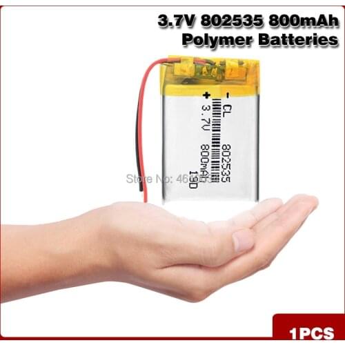 3.7V 802535 800mAh Li-ion Polymer Lithium Battery Bluetooth headphones column DVR portable speaker bicycle flashlight remote