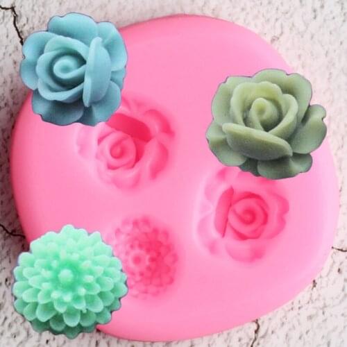 3 Hole Rose Flower Silicone Molds Daisy Cupcake Topper Fondant Wedding Cake Decorating Tools Candy Clay Chocolate Gumpaste Mould