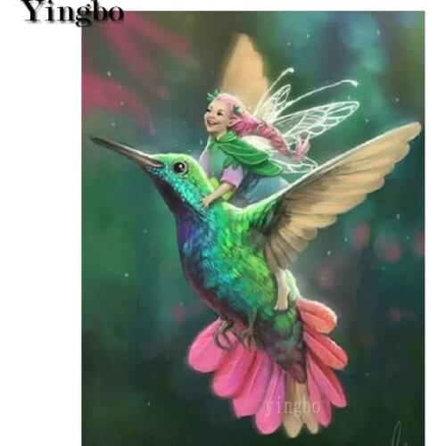 5D Diamond Painting Kits Hummingbird Elf Girl Full Square Round Drill Diamond Embroidery Cross Stitch Diamond Mosaic Decoration