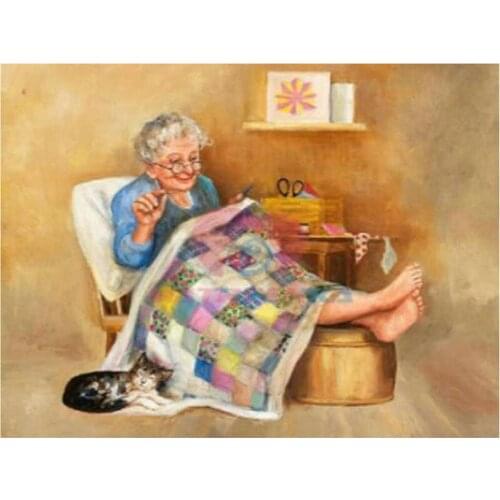 5D DIY Diamond Painting Cross Stitch Kits full square Diamond Embroidery rhinestone Mosaic Grandma portrait handmade Needlework