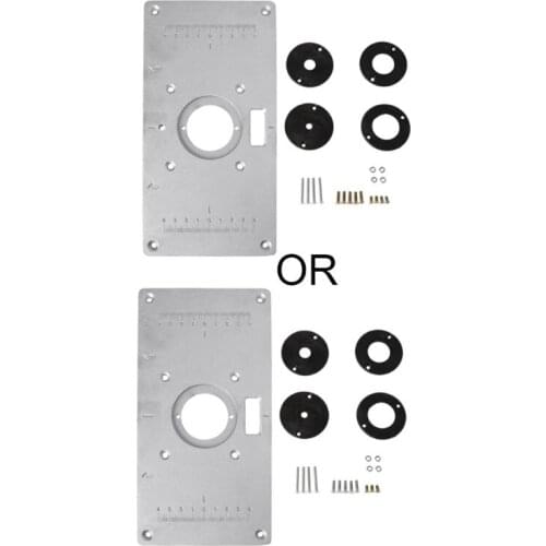 Aluminum Router Table Insert Plate w/ 4 Rings For Woodworking Benches Router Table Plate
