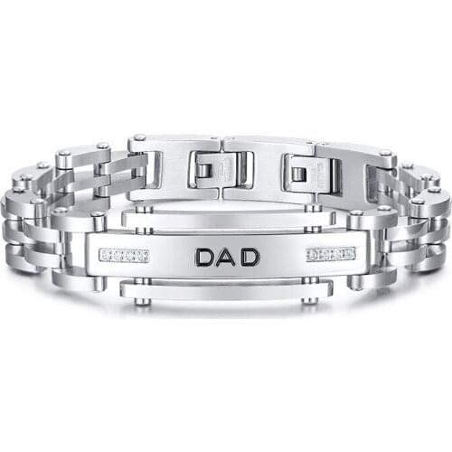 Fashion 316L Stainless Stee Bending Corrosion DAD Inlaid Bracelet Steel Color Double Buckle Detachable Jewelry for Men