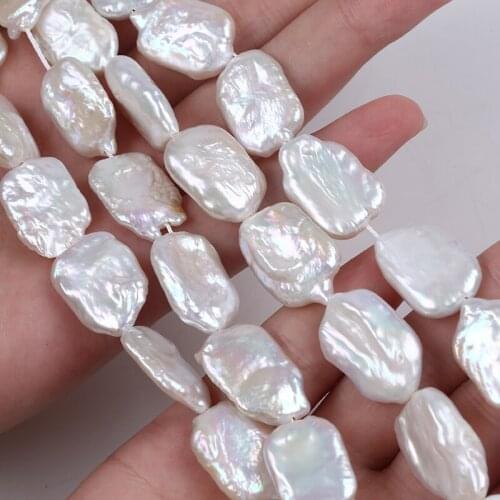 15*20mm Geometric Rectangle Shape Pearl Beads Real Natural Freshwater Coin Pearl Strand For Jewelry Making