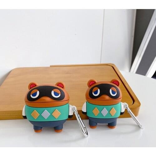 Animal Crossing Raccoon Tom Nook 3D case For AirPods 1 2 pro charge box Soft silicone Wireless bluetooth earphone protect cover