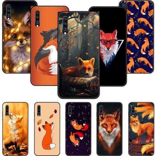 Phone Case For Samsung Galaxy A 50 51 71 70 7 5 10 20 30 40 41 21 S E Black Cover Etui Soft Shell Fashion Coque Cute Animal Fox