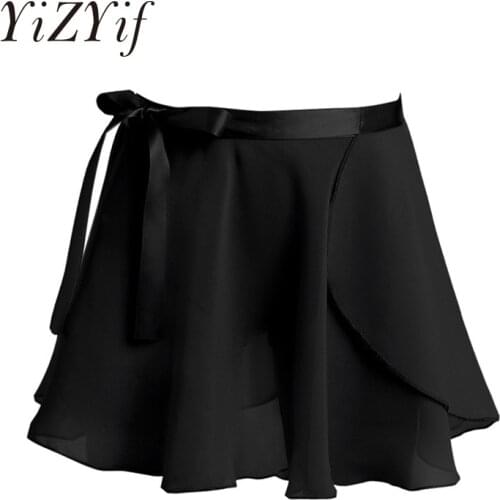 Kids Girls Ballet skirt ballerina Dance ballet dress Basic Classic Chiffon Mini Pull-On Wrap Skirt with Waist Tie kids costume