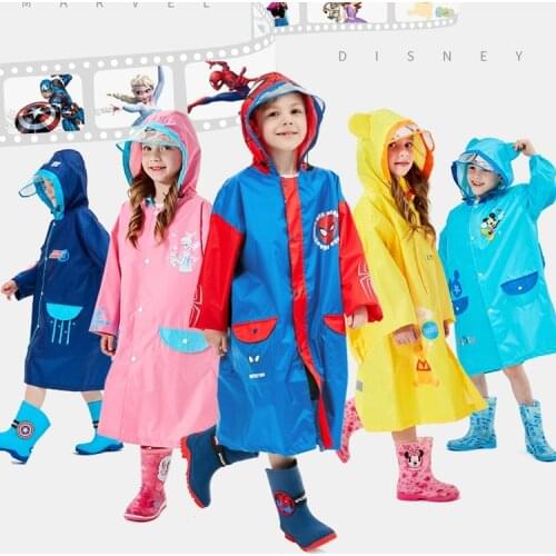 Disney Kids Raincoat Oxford Cloth School Bags Raincoat Kids Raincoat for Children Transparent Raincoat Girl and Boys Rainwear