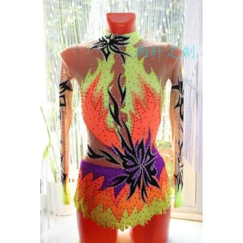 Crystal Custom Child Gymnastics Competition Dress Beautiful New Brand Vogue Figure Skating Dresses For Competition G2836