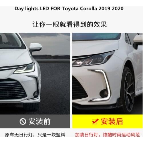 Day lights LED FOR Toyota Corolla 2019 2020 car sticker decorative lights turn signal decoration modified rear bumper lights