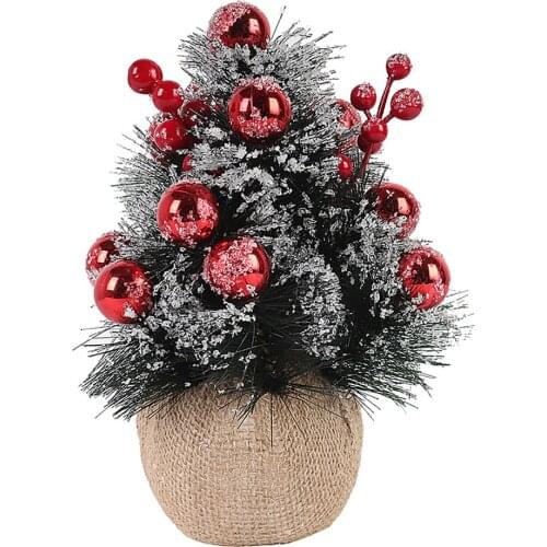 Artificial Plants Pine Needle Tree Mini Christmas Decorations With Cloth Bag Base Simulation Tabletop Atmosphere Home Craft