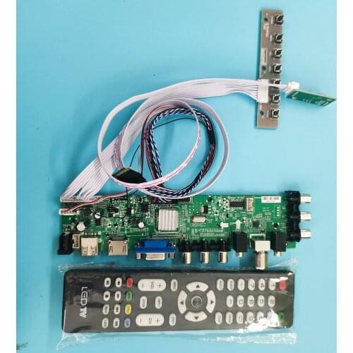 Kit For B156XW02 V1 HW0A/B156XW02 V1 HWDA 1366X768 40pin USB HDMI VGA remote LED DVB-T DVB-T2 TV Signal controller board digital