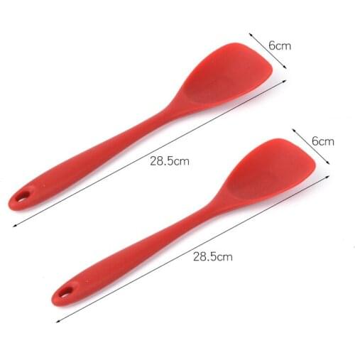 Kitchen Utensils Silicone Cooking Tools 1/2/3/4/5/6 pcs Salad Server Set Heat-resistant Nonstick Salad Spoon Red Kitchen gadgets