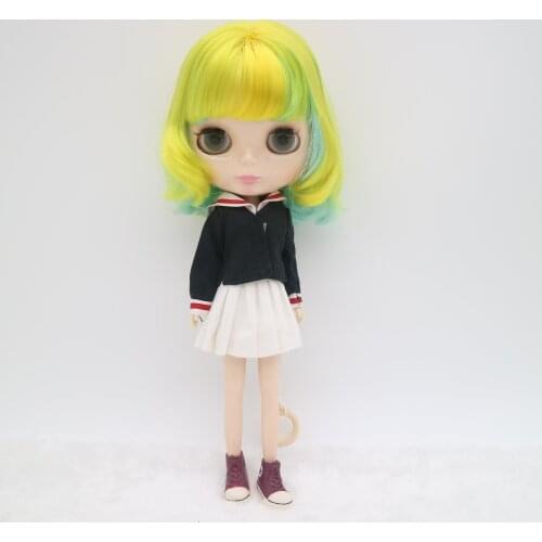 Blyth doll with short mix hair(green ,yellow)