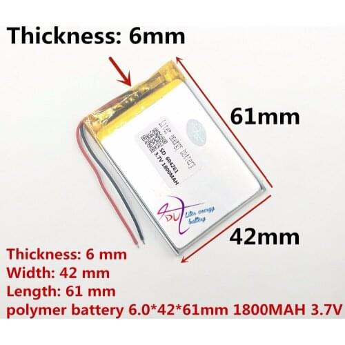 Best battery brand 3.7V polymer lithium battery 604261 064060 MP4 MPG GPS MP3 Bluetooth small toys 1800mah