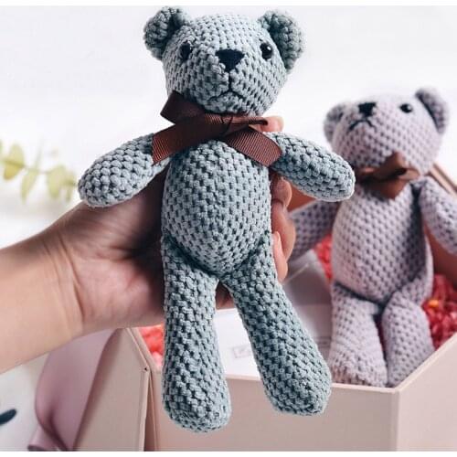 16CM Cute Bear Teddy Stuffed Plush Toys For Children PP Cotton Soft Stuffed Dolls Pendant Wedding Party Decor Birthday Gift 1Pcs