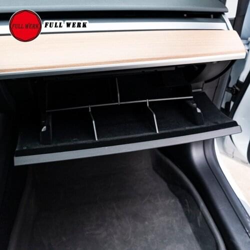 Set of 4pcs Car Styling Copilot Storage Box Compartment Partition for Tesla Model 3 Glove Box Layered Sorting Board Accessories