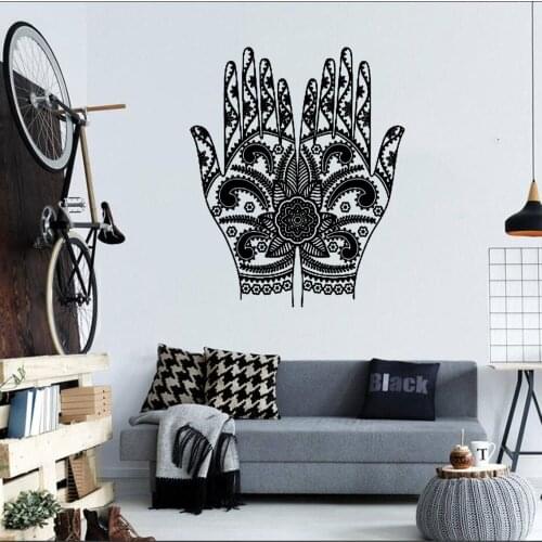 Yoga Hand Wall Stickers Mandala Flower Vinyl Decal Removable Wall Decor Art Mural Room Decoration DW6259