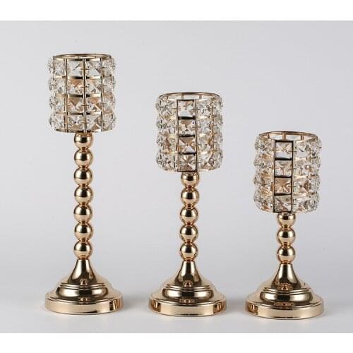 New style elegant wedding event decoration gold crystal candle holder wedding crystal candelabra on sale senyu337