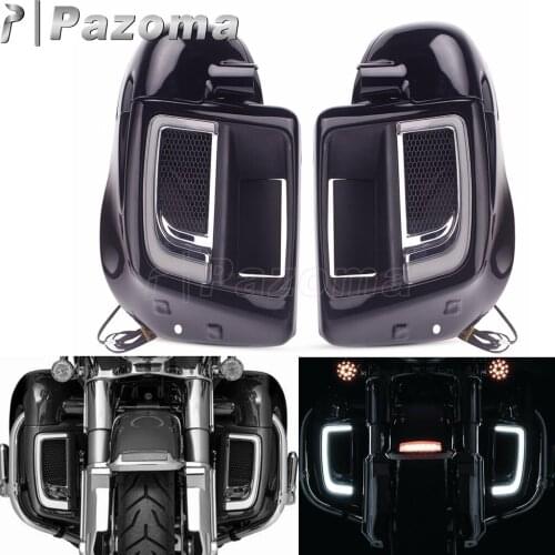 Motorbike Moto LED Lower Leg Vented Box Fairing For Harley Touring Trike Road King Electra Street Glide Road Glide FLRT 2014-202