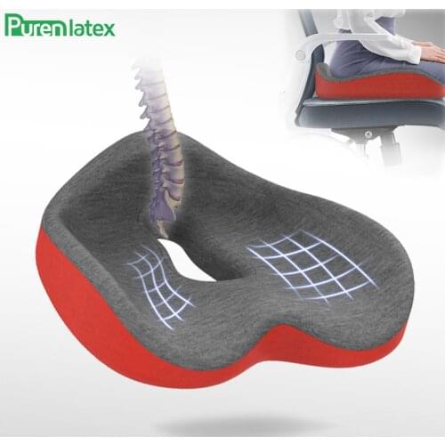 PurenLatex Cushion on Chair Memory Foam Cushion Release Tailbone Pain Coccyx Orthopedic Cushion for Chair Sofa WheelChair Car