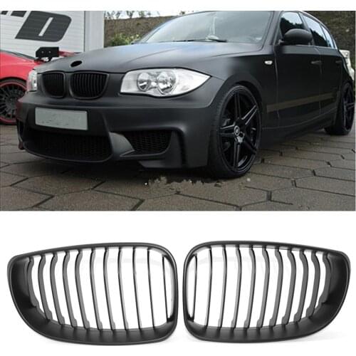 Matte Black Front Kidney Grill Grille For BMW 1 SERIES E81/82/87/88 2d/4d FACELIFT LCI MODELS ONLY 2007 08 09 10 2011 2012 2013