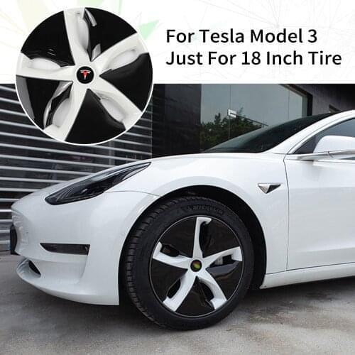 Fit for Tesla Model 3 ABS 18 Inch Car Wheel Center Cover Shell Part Tire Center Cover Protection Modification Accessories