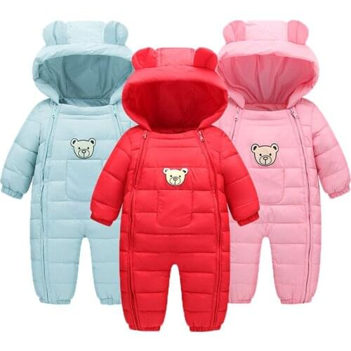 Baby Girls Boys Down Rompers Winter Kids Clothes Newborn Jumpsuit Overalls Costume Autumn Baby Clothing Infant Hooded Rompers