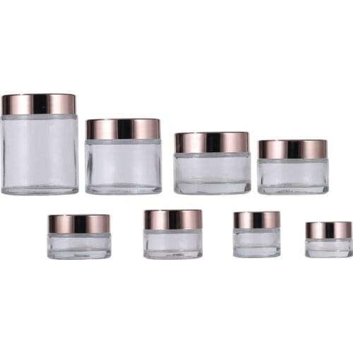 Empty 5G~100G Cosmetic Cream Jar Bright Rose Gold Transparent Glass Makeup Face Cream Container Lotion Eye Cream Jar 15pcs/lot