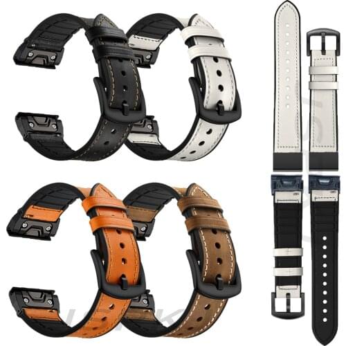22/26mm Leather Strap For Garmin Fenix 6/6X Pro Replacement Quick Release Watchband For Fenix 5/5X Plus/MK 1 Smart Watch Band