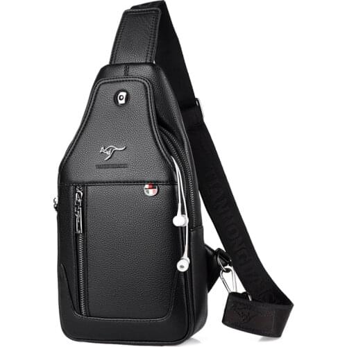 Luxury Brand Messenger Bag Leather Men Chest Bag Vintage Crossbody Shoulder Bag Mens Business Sling Bags Male Casual Chest Pack