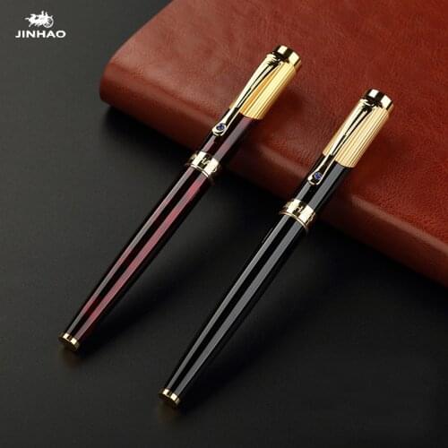 Jinhao 9009 Luxury Gold Rollerball Pen with Diamond Clip Smooth Metal Ballpoint Pen for Student School Supplies Free Shipping