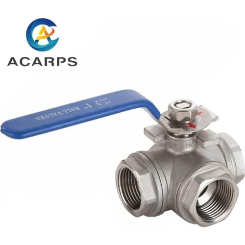 1/2" 3/4" 1" 2"Stainless Steel 304 BSP Thread Three 3 Three Way Ball Valve T-type L-type DN15 DN20 DN25 DN32 DN40 DN50