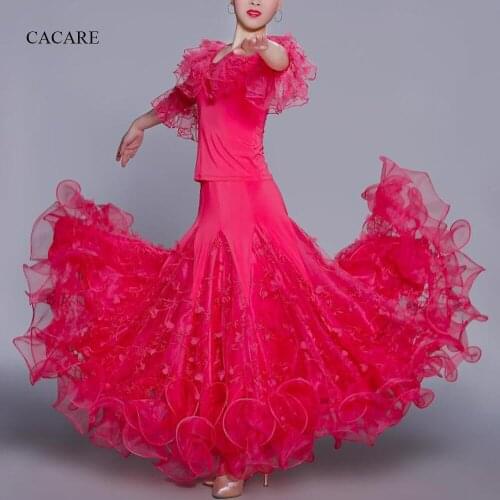 Standard Dance Dresses CHEAPEST Ballroom Dance Competition Dresses Shirt Skirt 2pcs Set D0420) Modern Dance 7 Colors Big Hem