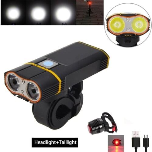 USB Rechargeable Handlebar Headlight 6000LM Front Bike Light LED Lamp Bicycle Headlamp Cycling Torch Camping Flashlight