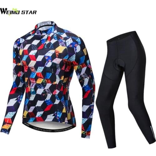 Weimostar Pro Team Cycling Jersey Sets Men Autumn Long Sleeve Mountain Bicycle Clothing 3D Printing Bicycle Wear Cycling Suit