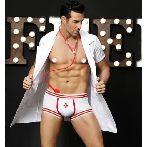 High quality Sexy Lingerie for men sexy Doctor Costumes white role-playing costume for party hot Erotic Doctor Man