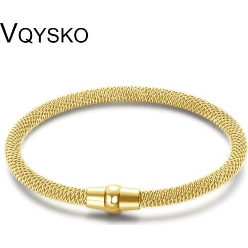 High quality chain bracelet bangles With magnet clasp Five Color stainless steel cable mesh bracelet for men or women