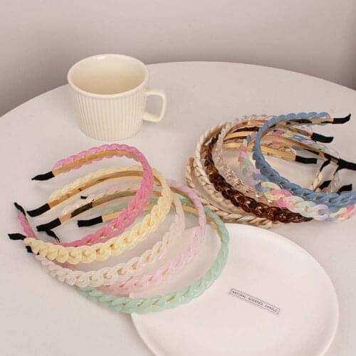 NEW Retro Brown Beige Transparent Resin Chain Headband Irregular Geometric Twisted Wide Hair Band for Women Accessories