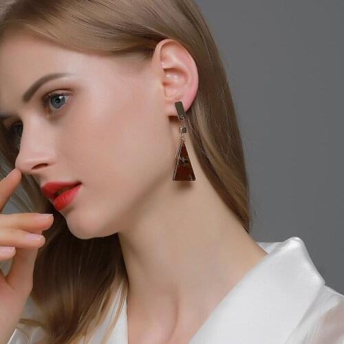 Vintage Geometric Acrylic Triangle Earrings for Women Female Alloy Pendientes Long Drop Dangle Earings Minimalist Jewelry Bijoux