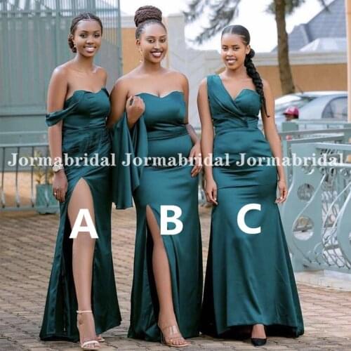 2021 Teal Mermaid Bridesmaid Dresses With High Split Floor Length Customize Women Long Wedding Party Dress Formal Vestidos