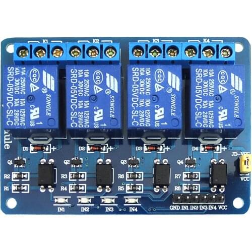 1pcs DC 5V Extension Board 4 Channel Relay Module Low Level Trigger for AVR 51 PIC Optically Isolated anti-interference Relay