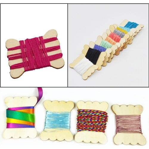 10/20/30Pcs Wooden Flat Bobbin Spools Craft Thread Bobbin Wood Thread Card Cross Stitch Embroidery Floss DIY Kit Sewing Tools