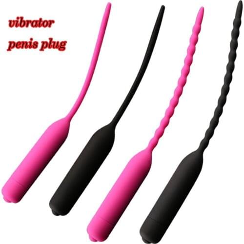 10-frequency vibratior penis plug silicone urethral sound uretral vibrator sounding Urethral dilators Penis plug sex toy for man